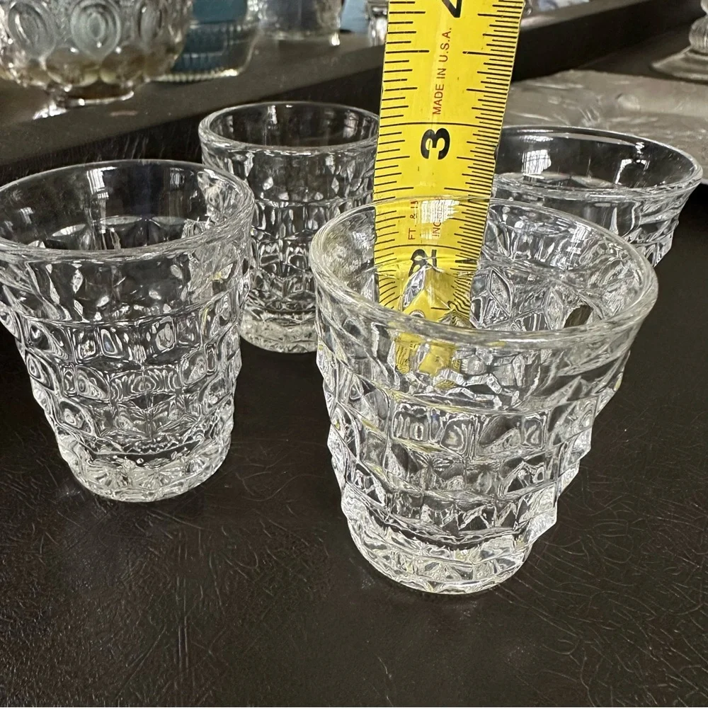 Fostoria American Clear 2056 Whiskey or Shot Glasses- FOUR- Excellent Condition